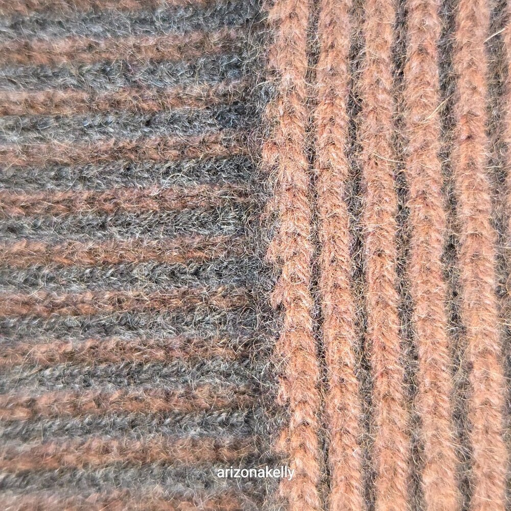 Avon Celli Cashmere Scarf Ribbed Brown & Black - Picture 8 of 9